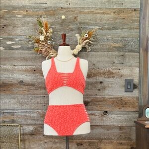 Source Unknown Coral Leopard Bikini